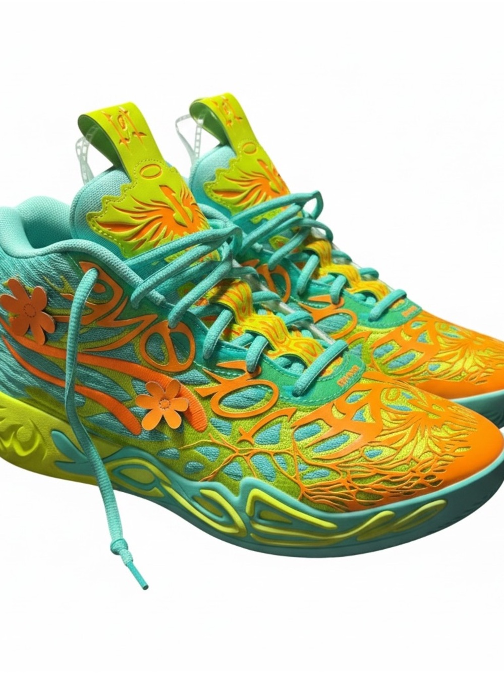 Puma MB Melo Ball scooby doo shoes size 9.5 Bright orange turquoise new no box